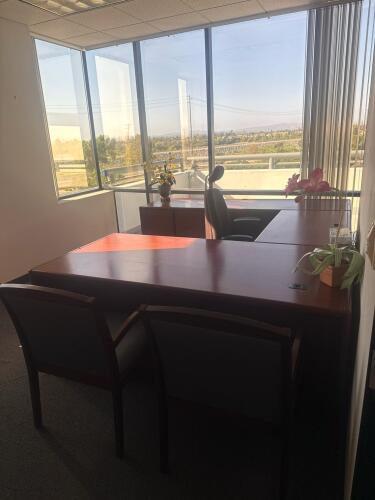 U-Shaped Executive Desk Set w/Credenza, Guest & Task Chairs, plus planters, (LOCATION 3RD FLOOR)