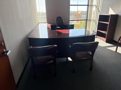 U-Shape Executive Desk Set,, Chair, 2 Guest Chairs, AND Bookcase, (LOCATION: 3RD FLOOR)