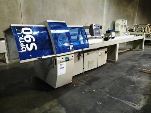 2006 DIMITER WEINIG GRUPPE&nbsp;MODEL OPTICUT S-90 AUTOMATIC CROSS CUT CHOP SAW, S/N: 2870.24, 5 KICKER OUTFEET, 20AMP, 240 VOLTS, 3PH, CUSTOM&nbsp;MADE WORKING TABLE APPROX. 3' X 19.5', + EXTRA PARTS<br />