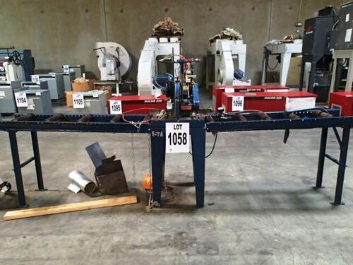 CTD MACHINES MODEL M225 CUT OFF SAW, S/N: 1372, WITH IN &amp; OUT ROLLER CONVEYOR<br />