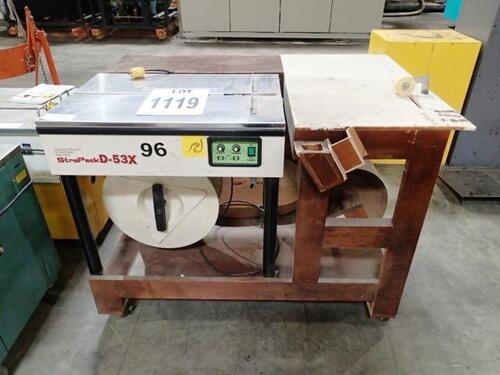 STRAPACK MODEL D-53X&nbsp;SEMI AUTOMATIC STRAPPING MACHINE, S/N: 08001457, 110 VOLTS, 50/60 HZ, 1 PHASE<br />