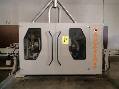 2003 FRIULMAC QUADRAMAT SINGLE END TENONER, S/N: 3437B, 460 VOLTS, 60 HZ, INFEED CONVEYOR S/N: 3437F & OUTFEED CONVEYOR S/N: 3437E