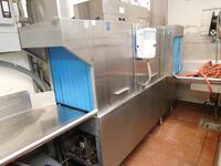 HOBART DISH WASHING STATION: DISHWASRER PLUS STAINLESS STEEL TABLE + SINK - (LOCATION: 2ND FLOOR KITCHEN)