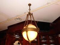 HEAVY DUTY CUSTOM BRASS HANGING LIGHT - (LOCATION: 2ND FLOOR MAIN BAR)