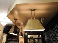 (3) HANGING LIGHTS W/ BRASS MOUNT & CHAIN - (LOCATION: 3RD FLOOR BAR)