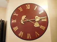 LARGE RED ROMAIN NUMERAL WALL CLOCK (50" DIAMETER) - (LOCATION: 3RD FLOOR BAR)