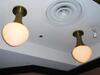 (2) HANGING WHITE LIGHTS W/ BRASS MOUNT - (LOCATION: 1ST FLOOR DINING ROOM NEAR CIGAR SMOKE ROOM)