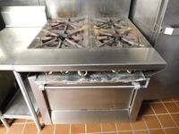 GARLAND 4-BURNER RANGLE /OVEN- (LOCATION: 1ST FLOOR KITCHEN)