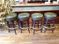 (3) LB FURNITURE BROWN ROUND LEATHER STOOLS (31" TALL X 16" DIAMETER) - (LOCATION: 1ST FLOOR STRIP SIDE BAR)