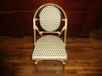 (4)GREEN / WHITE OUTDOOR WICKER DINING PATIO CHAIRS - (LOCATION: 1ST FLOOR STRIP SIDE BAR)