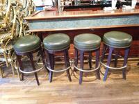 (4) LB FURNITURE BROWN ROUND LEATHER STOOLS (31" TALL X 16" DIAMETER) - (LOCATION: 1ST FLOOR STRIP SIDE BAR)