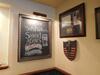 ASSORTED WALL PROPS / ART / DISPLAY INCLUDES (2) RESTURANT RELATED HUMAN SERVERS + "ST ANDREWS VINTAGE GOLF FRAMED PLAQUE, PRESIDENT LINCOLN AMERICAN BADGE PROP + "MICHAEL FEIGHORY GRREN DREAM GOLF CLASSIC" PLAQUE + SMITH & WOLLENSKY FRAMED MEMORABILIA - - 2