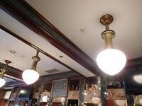 (2) HANGING LAMP W/ BRASS MOUNT (24" HANGING LENGTH) - (LOCATION: 1ST FLOOR STRIP SIDE BAR)