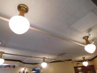 (3) HANGING LAMP W/ BRASS MOUNT (24" HANGING LENGTH) - (LOCATION: 1ST FLOOR MAIN DINING AREA )