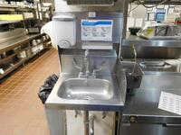 STAINLESS STEEL PREP TABLE (30" LENGTH X 18.5" WIDTH X 34" HEIGHT) + STAINLESS STEEL HAND WASHING SINK- (LOCATION: 1ST FLOOR KITCHEN)