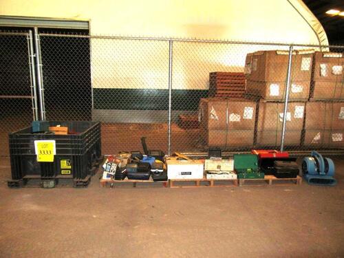 LOT OF ASST'D HAND TOOLS, POWER TOOLS, AIR TOOLS, METERS AND GREENLEE 744 SPLITTER, BLOWER, BLACK & DECKER BAND SAW, ROCKWELL SAW SAW, DEWALT GRINDER, (LOCATION: C&H WAREHOUSE)