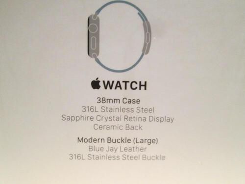 Ceramic Black, Modern Buckle (L), Blue Jay Leather, Stainless Steel Buckle Apple Watch, 38MM