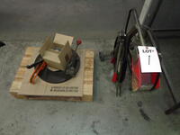 (2) assorted strapping tools with clip clamp, strapping and clips