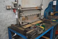 Bench mounted, combined hand guillotine box & pan folder and Pyramid Bending rolls, width 800 mm.