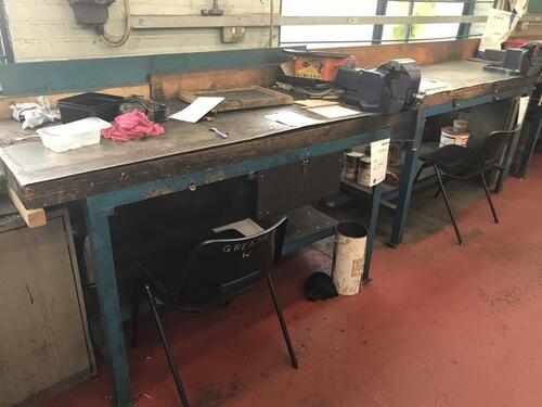 Work Bench with Record Bench Vice, Chair & Cupboard