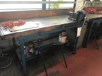 Work Bench with Record Bench Vice, Chair & Cupboard