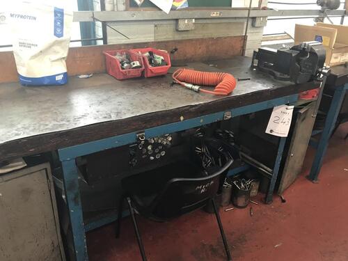 Work Bench with Record Bench Vice, Chair & Cupboard