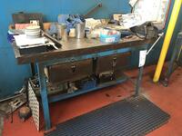 Work Bench with Record Bench Vice, Chair & Cupboard