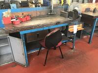 Work Bench with Record Bench Vice, Chair & Cupboard