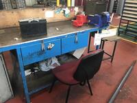 Work Bench with Record Bench Vice, Chair & Cupboard