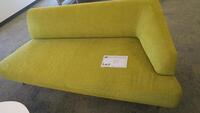 BERNHARDT "MIRADORE" SECTIONAL SOFA, URBAN LIME FABRIC, POLISHED LEGS, LEFT AND RIGHT SECTIONS. MSRP $8000