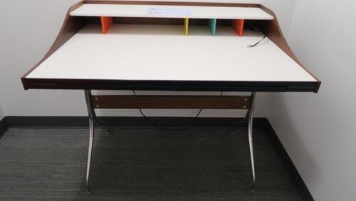 HERMAN MILLER "NELSON SWAG LEG" DESK, 28" D X 39" W X 34.5" H, MSRP $2781