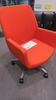 STEELCASE "BINDU" CONFERENCE CHAIR BY COALESSE, MID HIGH BACK, FLEX BACK, SEAT HEIGHT ADJUSTMENT, BACK TENSION ADJUSTMENT, UPRIGHT BACK LOCK, 5 STAR BASE WITH CASTERS, ORANGE FABRIC. MSRP $1639