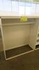 WHITE STEEL OPEN FACE STOREGE CABINET, FRONT AND BACK SHELF RAILS, FULLY ADJUSTABLE. W 48" X D 20" X H 56", CONFIGURED AS SHOWN. MSRP $750