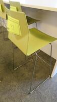 LOT OF 5, HIGHTOWER "FOUR CAST'2" HIGH CHAIR, 103CM, STACKABLE, CHROME FRAME, POLYMIDE SEAT, OLIVE GREEN. MSRP $595 EACH.