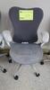 HERMAN MILLER "MIRA 2" PERFORMANCE WORK CHAIR, TILT LIMITER WITH SEAT ANGLE ADJUSTMENT, ADJUSTABLE ARMS, FLEXFRONT ADJUSTABLE DEPTH SEAT, BUTTERFLY SUSPENSION BACK, ADJUSTABLE LUMBAR SUPPORT, SEMI-POLISHED BASE WITH STUDIO WHITE FRAME, 2.5" STANDARD CASTE