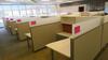 LOT OF 10 ARRANGED HIVE STYLE, HERMAN MILLER "CANVAS OFFICE LANDSCAPE" CUBICLES, BASIC CONFIGURATION AS FOLLOWS: 6' X 6' FOOTPRINT EACH, FT110 FRAMES, FT117 ARCHITECTURAL FEET, FT160 FINISHED ENDS, FT114 FRAME TOP SCREENS, FT128 CONNECTORS, FT380 FRAME TI