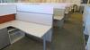 LOT OF 10 ARRANGED HIVE STYLE, HERMAN MILLER "CANVAS OFFICE LANDSCAPE" CUBICLES, BASIC CONFIGURATION AS FOLLOWS: 6' X 6' FOOTPRINT EACH, FT110 FRAMES, FT117 ARCHITECTURAL FEET, FT160 FINISHED ENDS, FT114 FRAME TOP SCREENS, FT128 CONNECTORS, FT380 FRAME TI - 3