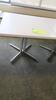 HERMAN MILLER "EVERYWHERE" TABLE, SQUARE TOP, 32" X 32", WHITE LAMINTAE, 28" HEIGHT, POLISHED 4 LEG BASE. MSRP $950