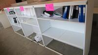 LOT OF 3, WHITE STEEL OPEN FACE STOREGE CABINET, FRONT AND BACK SHELF RAILS, FULLY ADJUSTABLE. W 48" X D 20" X H 56", CONFIGURED AS SHOWN. MSRP $750 EACH.