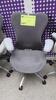 HERMAN MILLER "MIRA 2" PERFORMANCE WORK CHAIR, TILT LIMITER WITH SEAT ANGLE ADJUSTMENT, ADJUSTABLE ARMS, FLEXFRONT ADJUSTABLE DEPTH SEAT, BUTTERFLY SUSPENSION BACK, ADJUSTABLE LUMBAR SUPPORT, SEMI-POLISHED BASE WITH STUDIO WHITE FRAME, 2.5" STANDARD CASTE