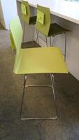 LOT OF 6, HIGHTOWER "FOUR CAST'2" HIGH CHAIR, 103CM, STACKABLE, CHROME FRAME, POLYMIDE SEAT, OLIVE GREEN. MSRP $595 EACH.