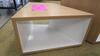 STEELCASE "COALESSE SEBASTAPOL" TABLE, 16" H X 23" X 27", OAK LAMINATE EXTERIOR, GLOSS WHITE LAMINATE INTERIOR. SIMPLE YET ENGAGING. SOLID YET OPEN. BOTH SURFACE AND STORAGE. MSRP $1243 - 2