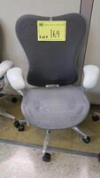 HERMAN MILLER "MIRA 2" PERFORMANCE WORK CHAIR, TILT LIMITER WITH SEAT ANGLE ADJUSTMENT, ADJUSTABLE ARMS, FLEXFRONT ADJUSTABLE DEPTH SEAT, BUTTERFLY SUSPENSION BACK, ADJUSTABLE LUMBAR SUPPORT, SEMI-POLISHED BASE WITH STUDIO WHITE FRAME, 2.5" STANDARD CASTE