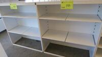 LOT OF 2, WHITE STEEL OPEN FACE STOREGE CABINET, FRONT AND BACK SHELF RAILS, FULLY ADJUSTABLE. W 48" X D 20" X H 56", CONFIGURED AS SHOWN. MSRP $750 EACH.