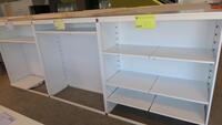 LOT OF 3, WHITE STEEL OPEN FACE STOREGE CABINET, FRONT AND BACK SHELF RAILS, FULLY ADJUSTABLE. W 48" X D 20" X H 56", CONFIGURED AS SHOWN. MSRP $750 EACH.