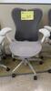HERMAN MILLER "MIRA 2" PERFORMANCE WORK CHAIR, TILT LIMITER WITH SEAT ANGLE ADJUSTMENT, ADJUSTABLE ARMS, FLEXFRONT ADJUSTABLE DEPTH SEAT, BUTTERFLY SUSPENSION BACK, ADJUSTABLE LUMBAR SUPPORT, SEMI-POLISHED BASE WITH STUDIO WHITE FRAME, 2.5" STANDARD CASTE