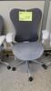 HERMAN MILLER "MIRA 2" PERFORMANCE WORK CHAIR, TILT LIMITER WITH SEAT ANGLE ADJUSTMENT, ADJUSTABLE ARMS, FLEXFRONT ADJUSTABLE DEPTH SEAT, BUTTERFLY SUSPENSION BACK, ADJUSTABLE LUMBAR SUPPORT, SEMI-POLISHED BASE WITH STUDIO WHITE FRAME, 2.5" STANDARD CASTE