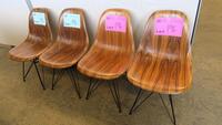 LOT OF 4, HERMAN MILLER "EAMES" MOLDED WOOD CHAIR, WIRE BASE, BLACK BASE FRAME FINISH, SANTOS PALLISANDER SEAT AND BACK. MSRP $1200 EACH.