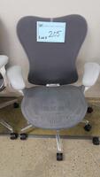 HERMAN MILLER "MIRA 2" PERFORMANCE WORK CHAIR, TILT LIMITER WITH SEAT ANGLE ADJUSTMENT, ADJUSTABLE ARMS, FLEXFRONT ADJUSTABLE DEPTH SEAT, BUTTERFLY SUSPENSION BACK, ADJUSTABLE LUMBAR SUPPORT, SEMI-POLISHED BASE WITH STUDIO WHITE FRAME, 2.5" STANDARD CASTE