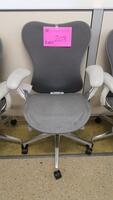 HERMAN MILLER "MIRA 2" PERFORMANCE WORK CHAIR, TILT LIMITER WITH SEAT ANGLE ADJUSTMENT, ADJUSTABLE ARMS, FLEXFRONT ADJUSTABLE DEPTH SEAT, BUTTERFLY SUSPENSION BACK, ADJUSTABLE LUMBAR SUPPORT, SEMI-POLISHED BASE WITH STUDIO WHITE FRAME, 2.5" STANDARD CASTE